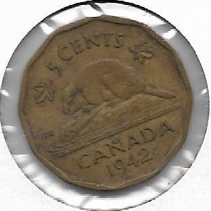 Canada 5 cents 1942  KM 39