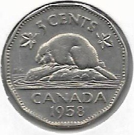 Canada 5 cents 1958 KM 50a