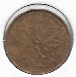 Canada 1 cent 1991  KM 181