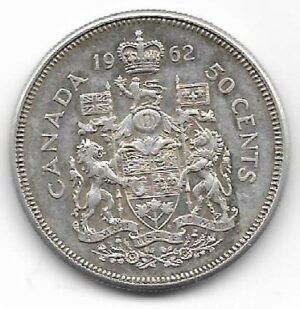 Canada 50 cents 1962 Plata KM 56