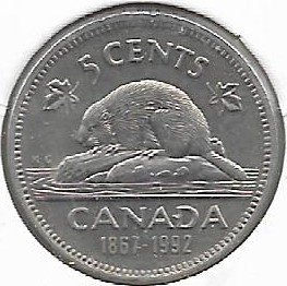 Canada 5 cents 1992  KM 205