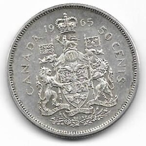 Canada 50 cents 1965 Plata KM 63