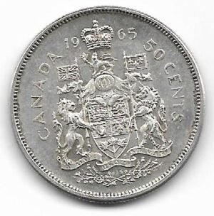 Canada 50 cents 1965 Plata KM 63