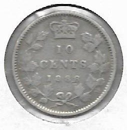 Canada 10 cents 1888 Plata KM 3 Plata