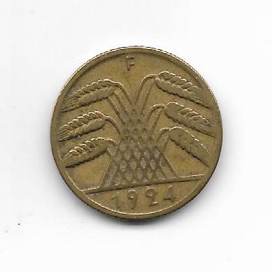 Alemania Weimar 10 rp 1924F  KM 40