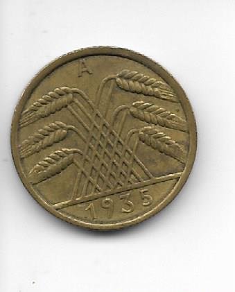 Alemania Weimar 10 rp 1935A  KM 40