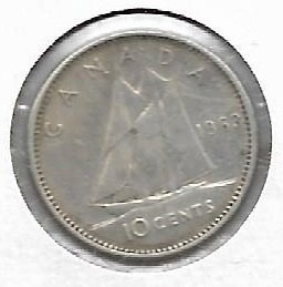 Canada 10 cents 1963 Plata KM 51 Plata