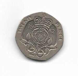 Gran Bretaña 20 pence 1982 Elizabeth II KM 931