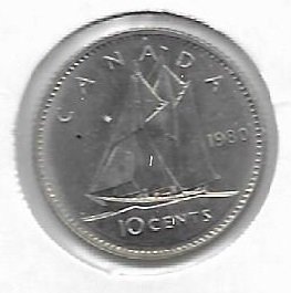 Canada 10 cents 1980 KM 77.2