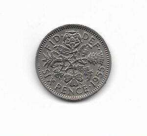 Gran Bretaña 6 pence 1955 Elizabeth II KM 903