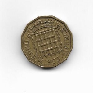 Gran Bretaña 3 pence 1952 Elizabeth II KM 886
