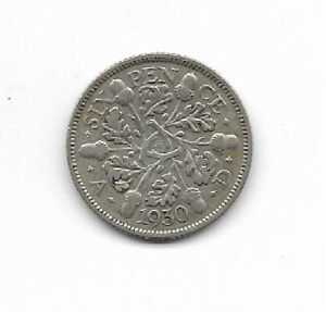 Gran Bretaña 6 pence 1930 Jorge V KM 832 (Plata)
