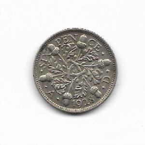 Gran Bretaña 6 pence 1928 Jorge V KM 832 (Plata)