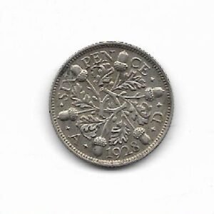 Gran Bretaña 6 pence 1928 Jorge V KM 832 (Plata)