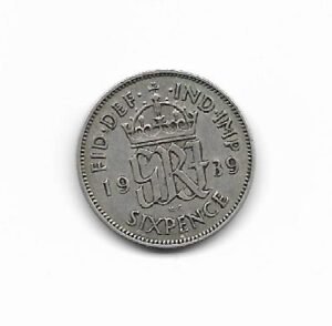 Gran Bretaña 6 pence 1939 Jorge VI KM 852 (Plata)