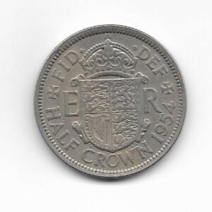 Gran Bretaña Media Corona 1954 Elizabet II KM 907