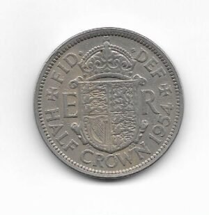 Gran Bretaña Media Corona 1954 Elizabet II KM 907