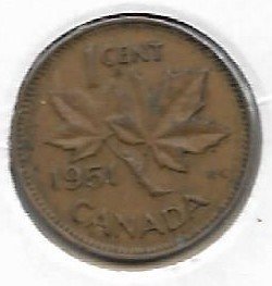 Canada 1 cent 1951  KM 41