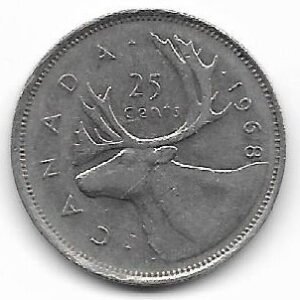 Canada 25 cents 1968 KM 62b