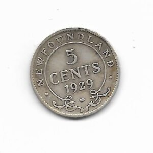 New Foundland 5 cents 1929 Plata KM 13