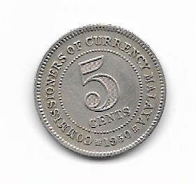 Malaya 5 cent 1950 KM 7