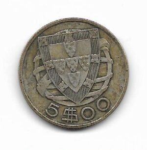 Portugal 5 escudos 1933 KM 581 Plata