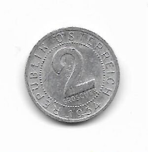 Austria 2 Groschen 1954 KM 2876