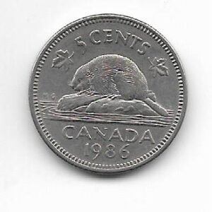 Canada 5 cent 1986 KM 60.2a