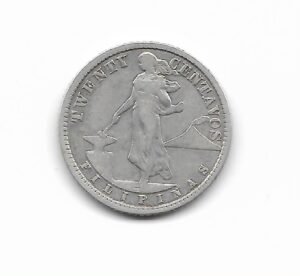 Filipinas 20 cents 1928 KM 174 Plata