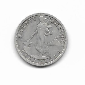 Filipinas 20 cents 1928 KM 174 Plata