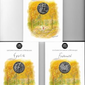 Francia 3 estuches con monedas de 10 euros 2014 - Liberte, Fraternite y Egalite - Plata