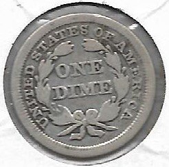 Estados Unidos Dime 1853 - Variedad 3 Seated Liberty KM 77 Plata VF