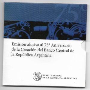 Argentina 2010 Blister Banco Central 2 Pesos. 75 Aniversario.