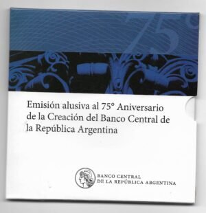 Argentina 2010 Blister Banco Central 2 Pesos. 75 Aniversario.