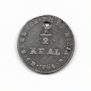 Argentina - La Rioja 1/2 real 1854 CJ 73.6 (Perforada)