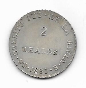 Argentina - La Rioja 2 reales 1860 CJ 71