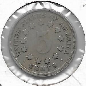 Estados Unidos 5 cents 1867 - Without rays KM 97 VF