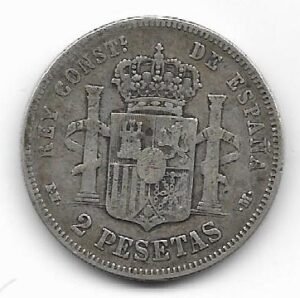 España 2 pesetas 1879 (79) Alfonso XII KM 678.1 Plata