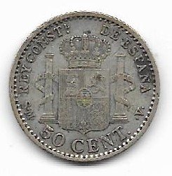 España 50 cmos 1904 (04) Alfonso XIII Plata