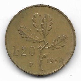 Italia 20 lire 1958 KM 97.1