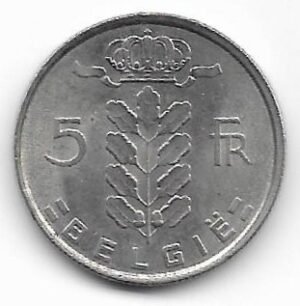 Belgica 5 francos 1975 KM 135.1