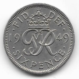 Gran Bretaña 6 pence 1949 Jorge VI KM 875