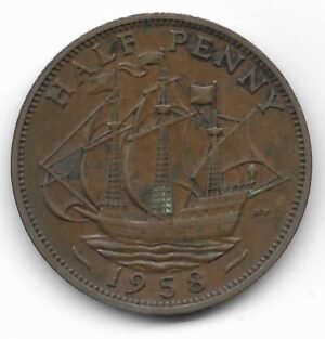 Gran Bretaña Half Penny 1958 Elizabeth II KM 896