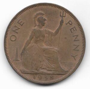 Gran Bretaña Penny 1938 Jorge VI KM 845
