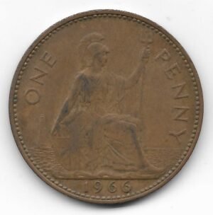 Gran Bretaña penny 1966 Elizabeth II KM 897