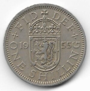 Gran Bretaña shilling 1955 Elizabeth II KM 905