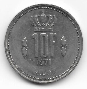 Luxemburgo 10 franc 1971 KM 52