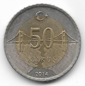 Turquia 50 kurus 2014 KM 1243